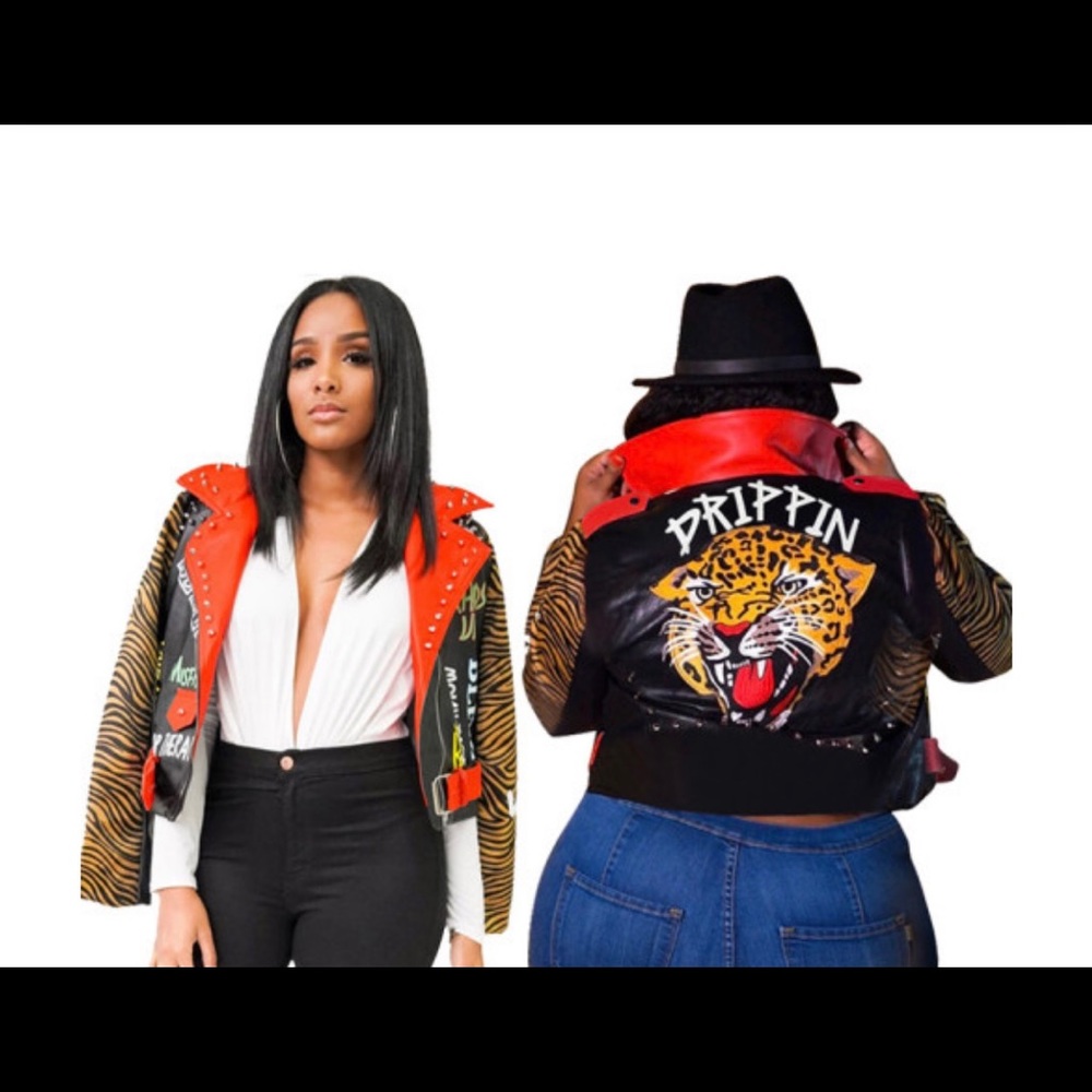 Faux leather ladies moto jacket